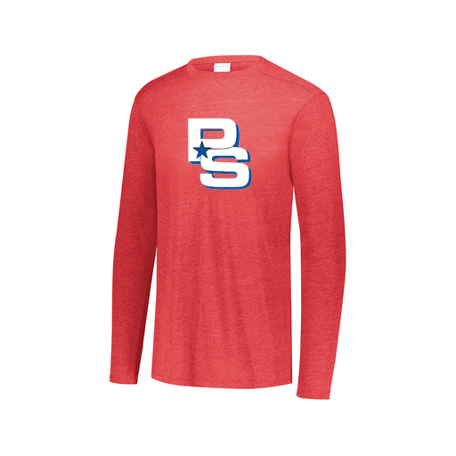 [FTLCUBRD-AXS-LOGO2] Decker Men's Tri-Blend T-Shirt - Long Sleeve (Adult XS, Red, Logo 2)