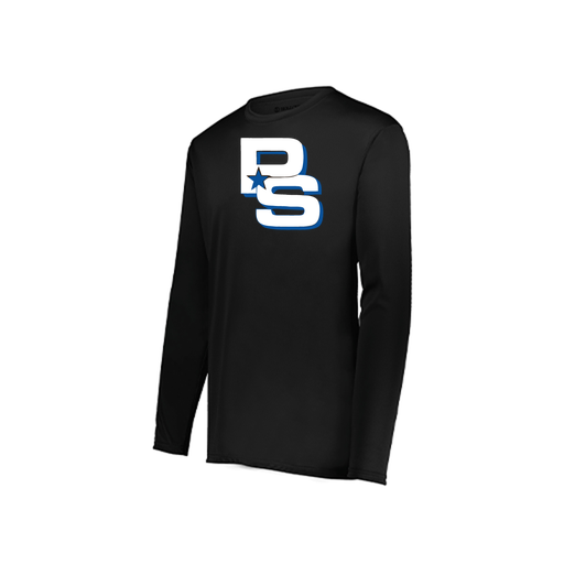[222823.080.S-LOGO2] Youth LS Smooth Sport Shirt (Youth S, Black, Logo 2)