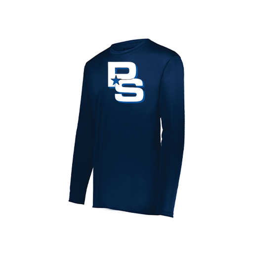 [222823.065.S-LOGO2] Youth LS Smooth Sport Shirt (Youth S, Navy, Logo 2)