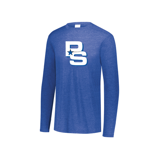 [FTLCUBRY-YS-LOGO2] Decker Youth Tri-Blend T-Shirt - Long Sleeve (Youth S, Royal, Logo 2)