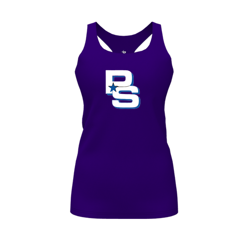 [FT0TRBPP-FYS-LOGO2] Decker Racerback Tank Top (Female Youth S, Purple, Logo 2)