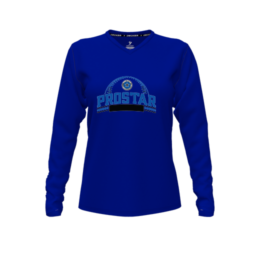 [FTLVCFRY-FYXS-LOGO3] Decker Comfort T-Shirt (Female Youth XS, Royal, V Neck, Logo 3, Long Sleeve)
