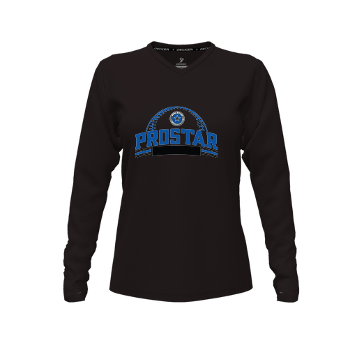 [FTLVPTBK-FYXS-LOGO3] Decker Performance T-Shirt (Female Youth XS, Black, V Neck, Logo 3, Long Sleeve)