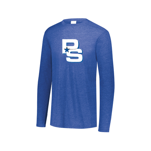 [3075.U55.XS-LOGO2] Decker Men's Tri-Blend T-Shirt - Long Sleeve (Adult XS, Royal, Logo 2)