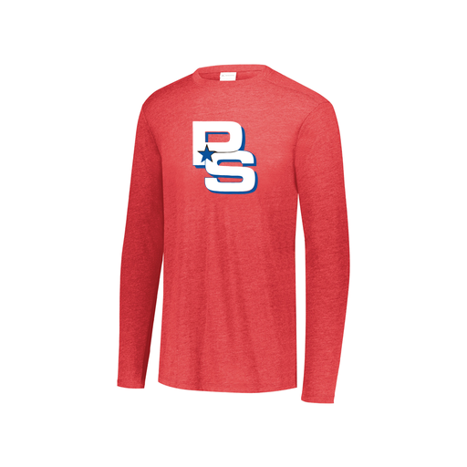 [FTLCUBRD-YS-LOGO2] Decker Youth Tri-Blend T-Shirt - Long Sleeve (Youth S, Red, Logo 2)