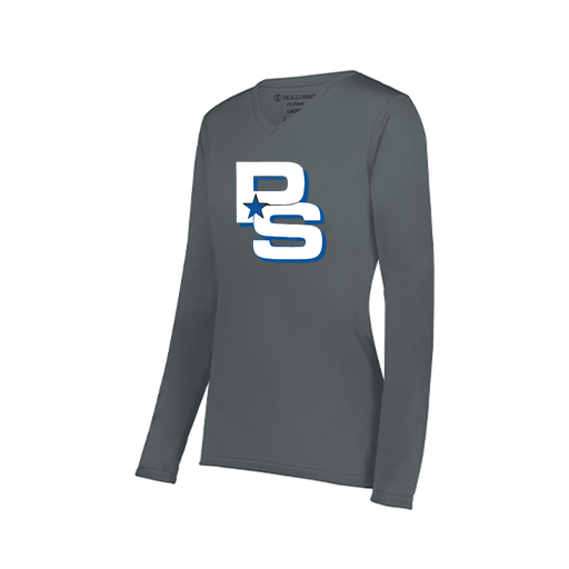 [222824.059.S-LOGO2] Ladies LS Smooth Sport Shirt (Female Adult S, Gray, Logo 2)