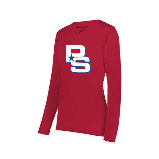 [222824.083.S-LOGO2] Ladies LS Smooth Sport Shirt (Female Adult S, Red, Logo 2)